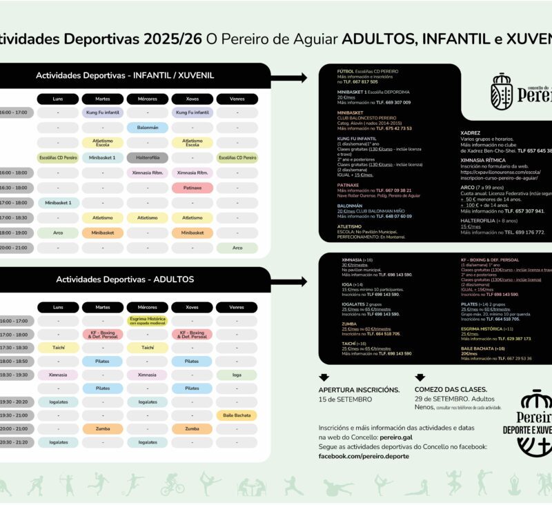 Actividades Deporte Pereiro 2025/2026 | Concello do Pereiro de Aguiar